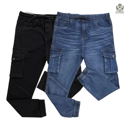 Denim Pants - Combo: Black & Deep Blue Joggers