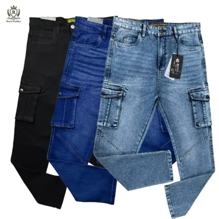 Denim Pants - Combo : Black, Deep Blue & Light Blue Cargo
