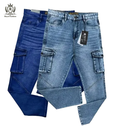 Denim Pants - Combo: Deep Blue & Light Blue Cargo