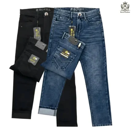 Mens Stylish Premium Denim Pant - 3D Black & Deep Blue