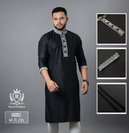 পাকিস্তানি জেকট ফেব্রিক্স পাঞ্জাবী - Black
