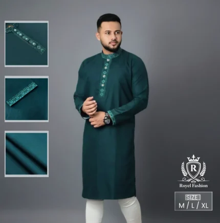 পাকিস্তানি জেকট ফেব্রিক্স পাঞ্জাবী - Dark Green