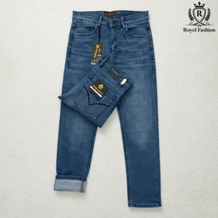 Mens Stylish Premium Denim Pant - Light Blue - Granding