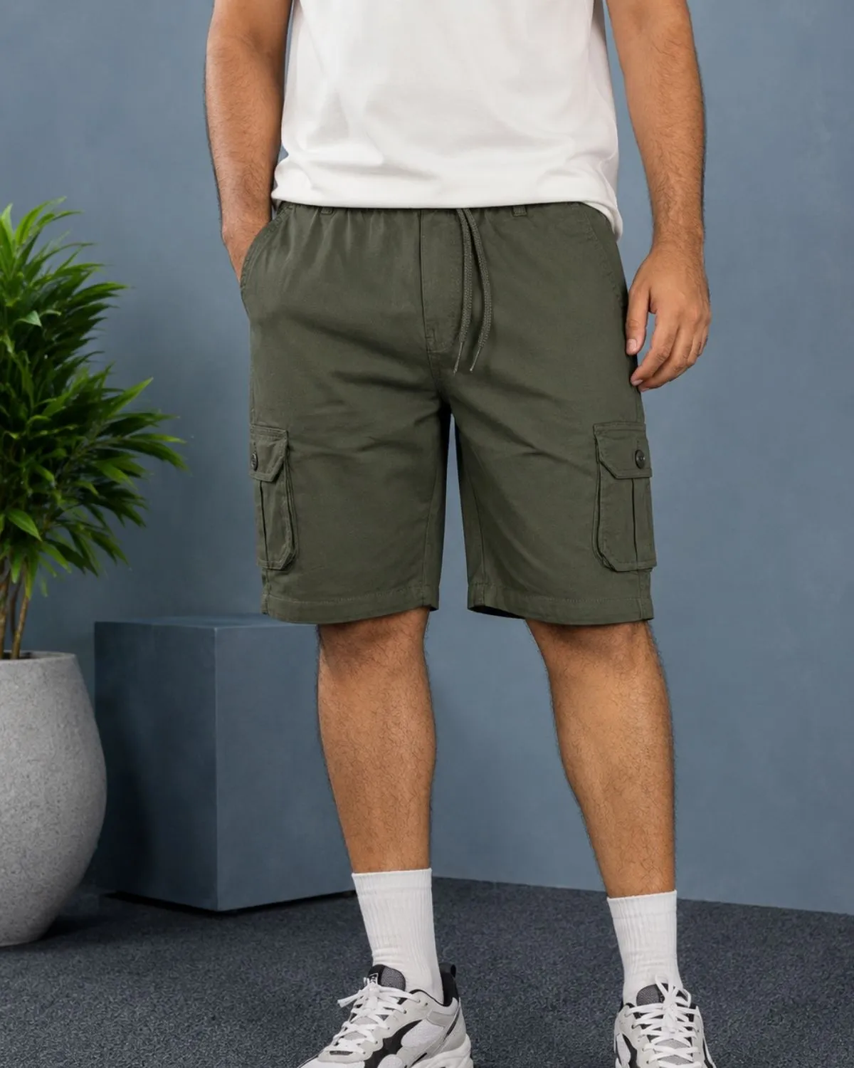 Men's Gabardine Cargo Short Pant Army Green M