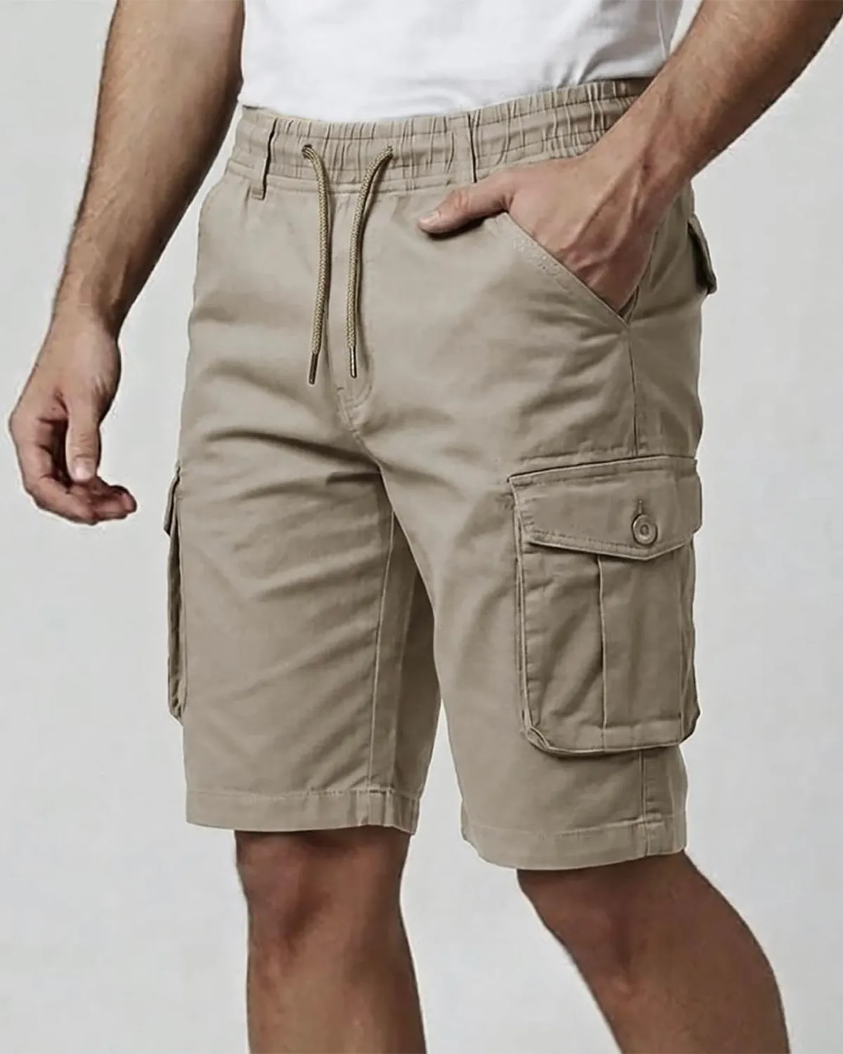 Men's Gabardine Cargo Short Pant beige