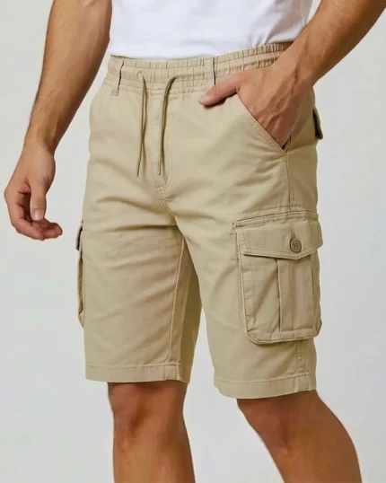 Men's Premium Gabardine Cargo Short Pant - Khaki